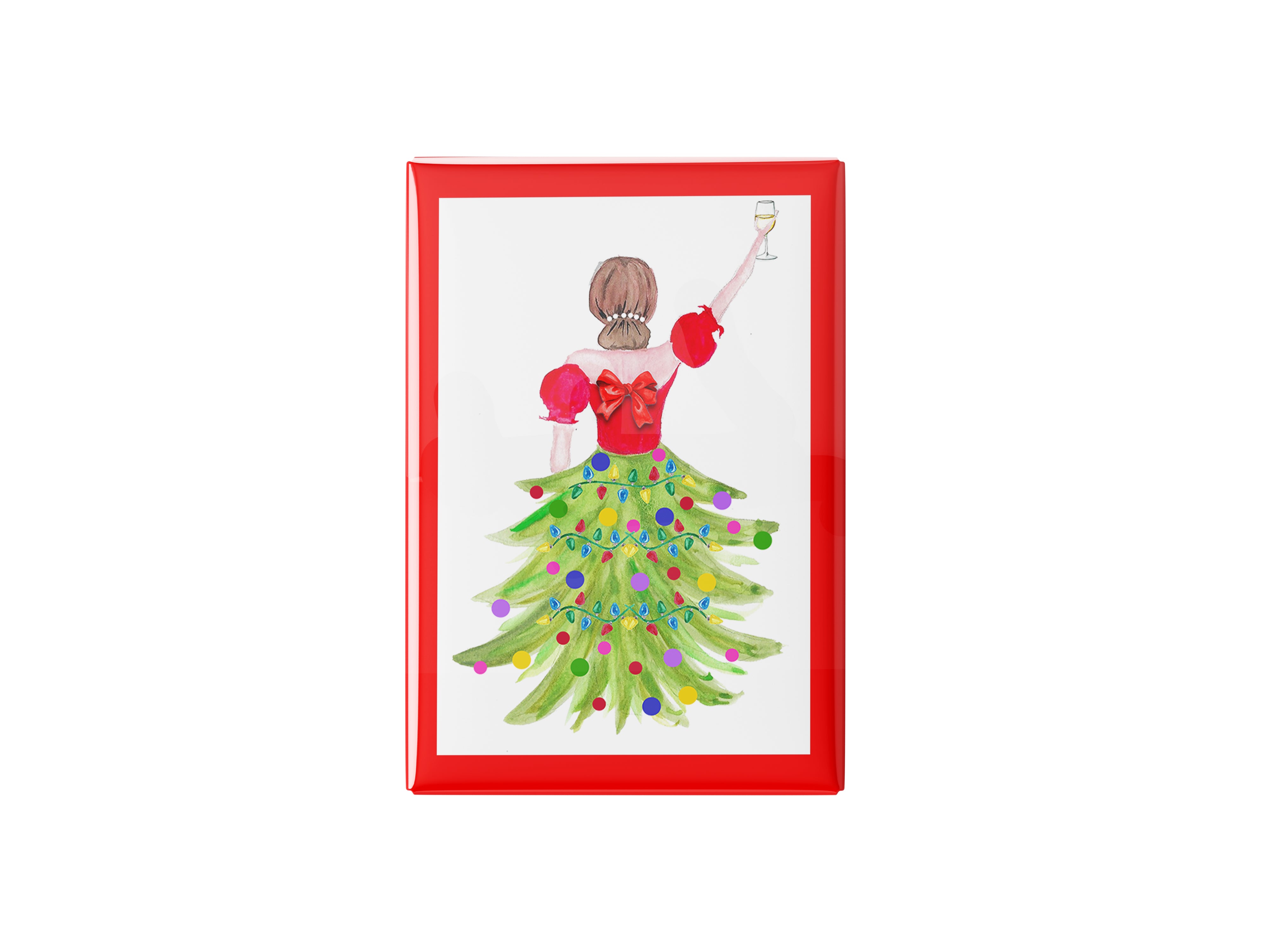 Christmas Tree Lady Kitchen Magnet