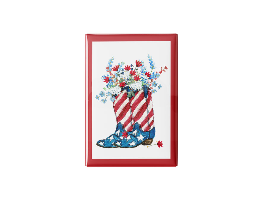 Patriotic Floral Boots Kitchen Magnet