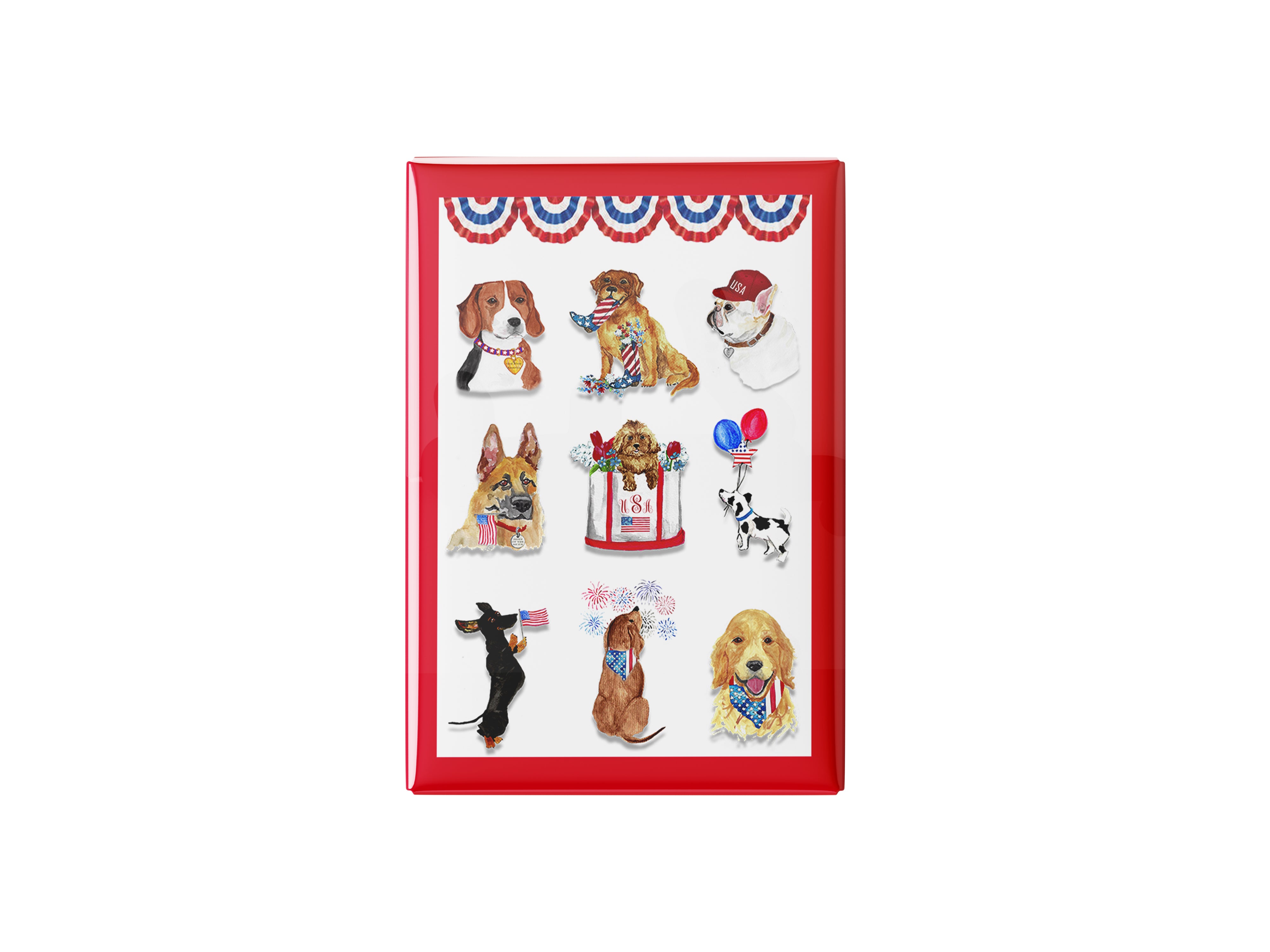 Patriotic dog collage Kitchen Magnet