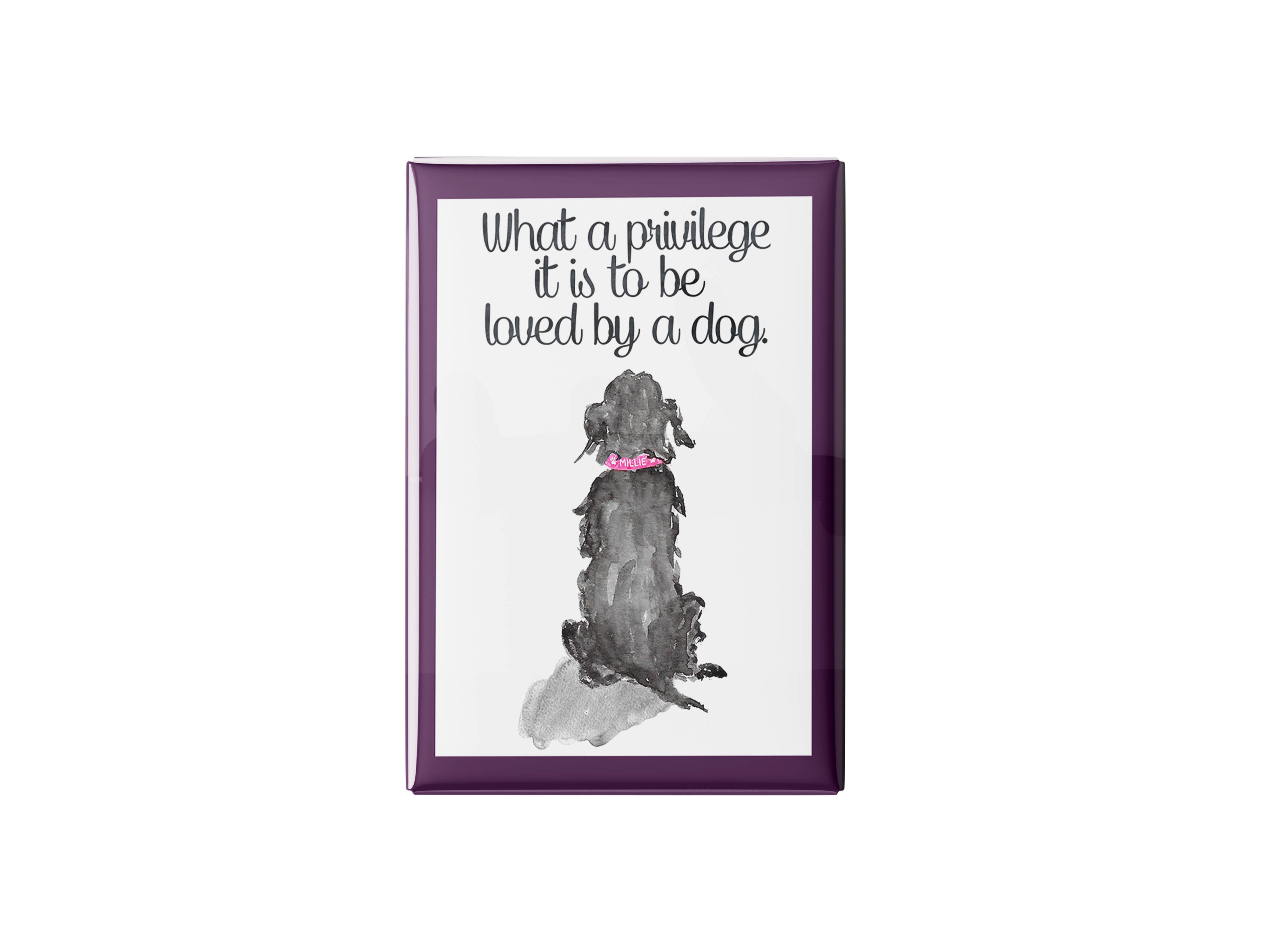Personalized “To Be Loved by a Dog” Collection – Custom Dog Name Square Pillow, Towel & Magnet