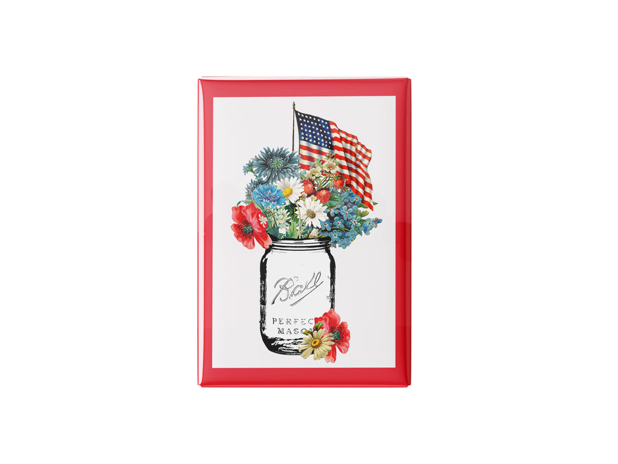 Patriotic Mason Jar Kitchen Magnet