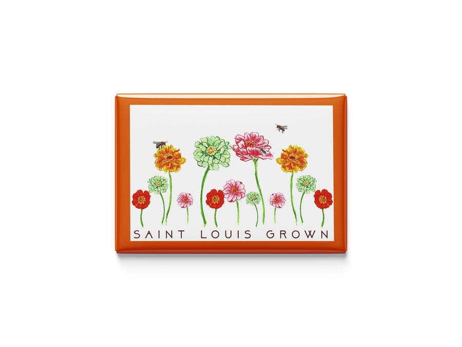 Saint louis grown zinnias Kitchen Magnet