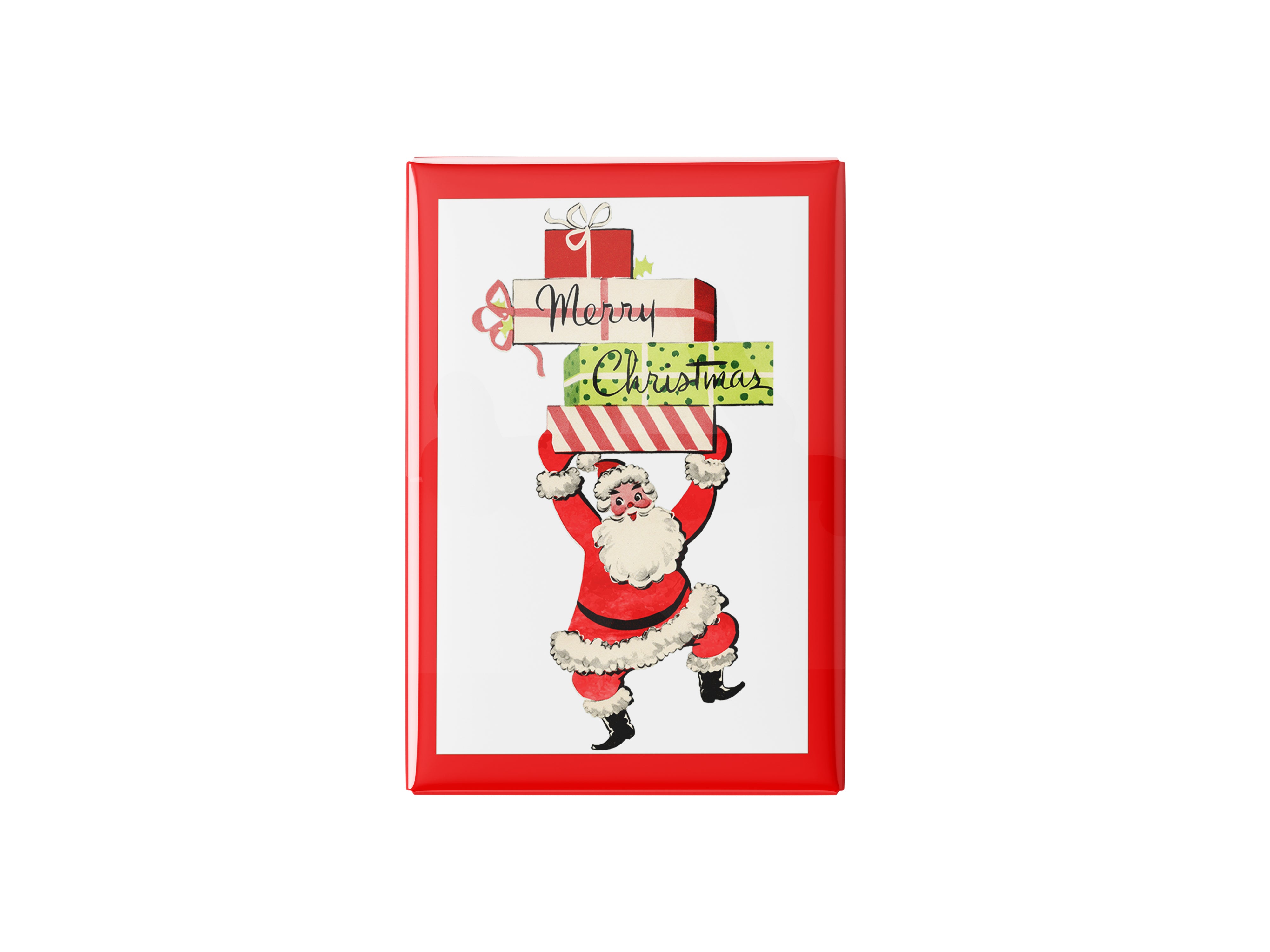 Santa Stacked Presents Kitchen Magnet