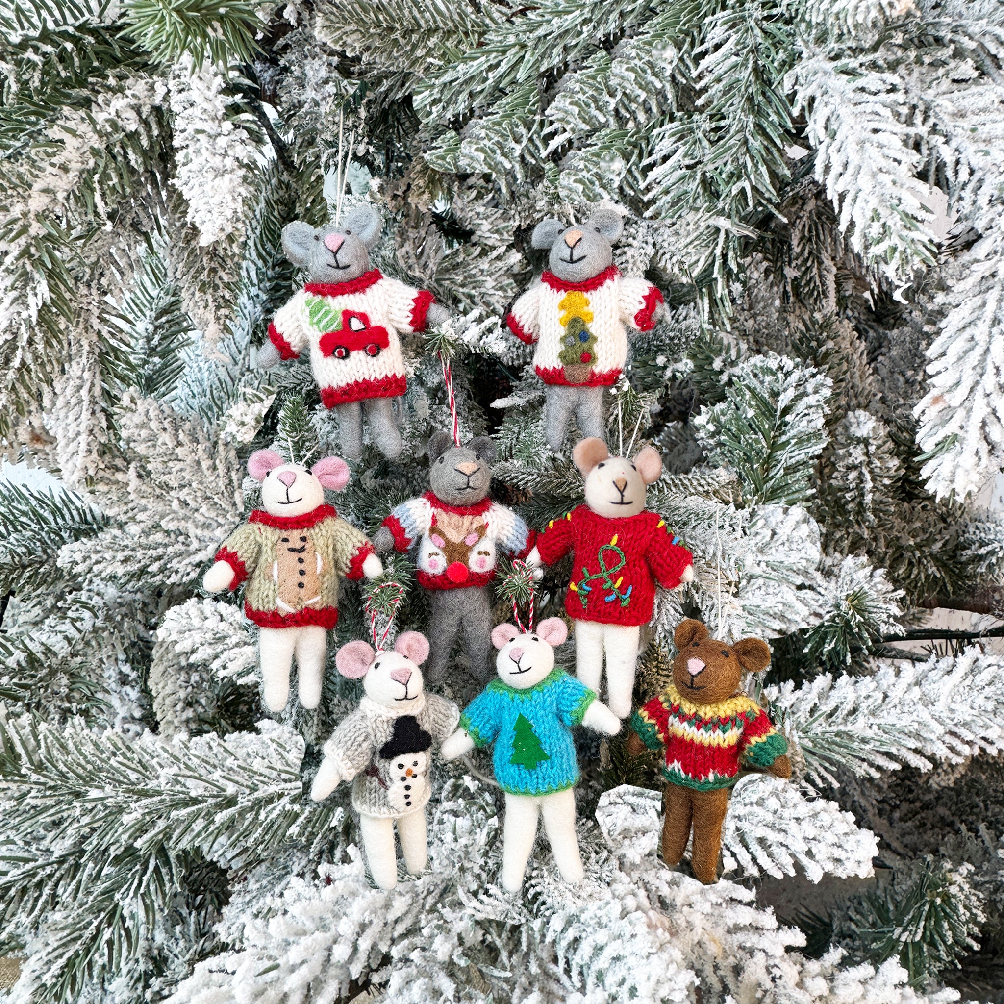 Red Truck Sweater Mice Ornament