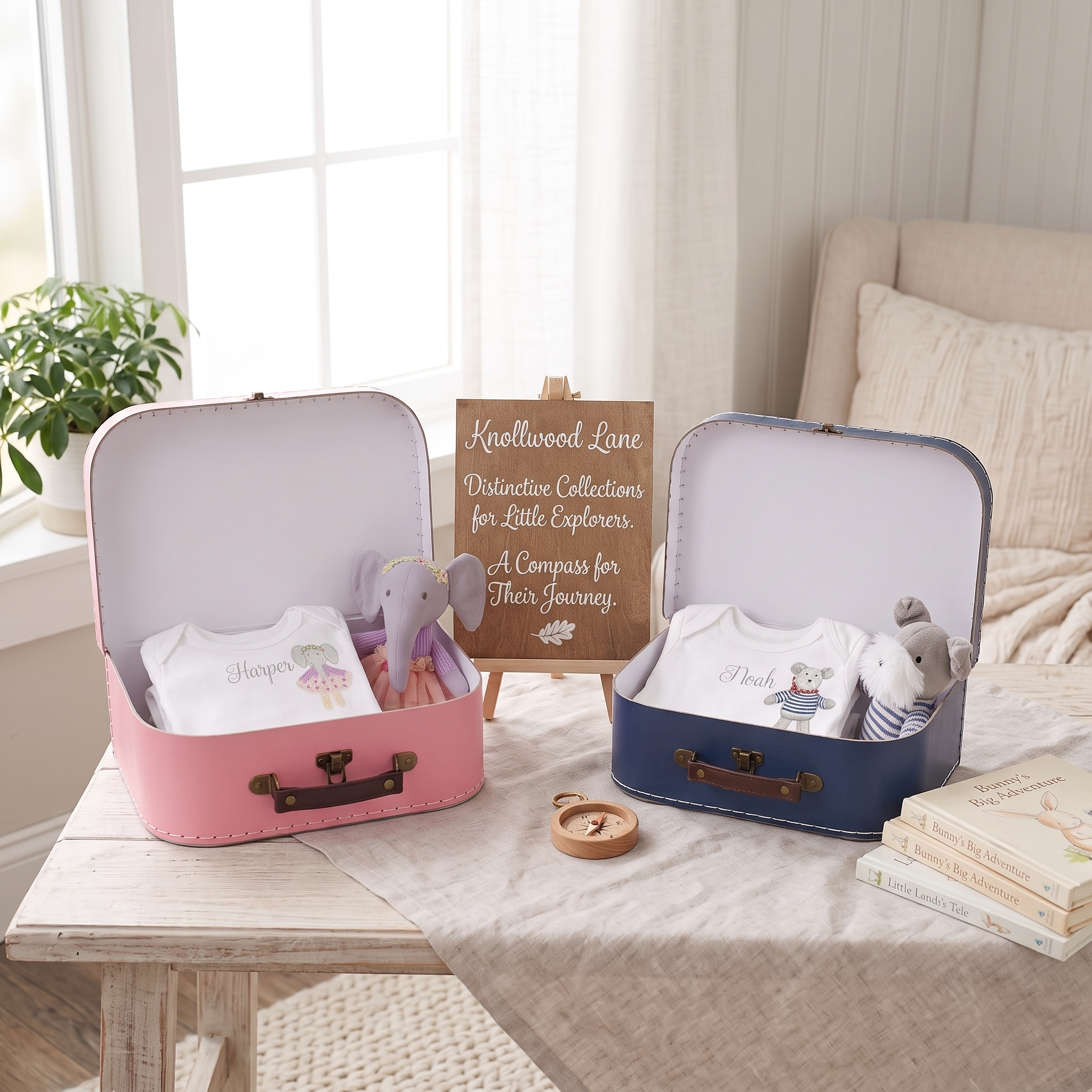 Personalized  Baby Gift Set | Custom Name Onesie & Keepsake Suitcase