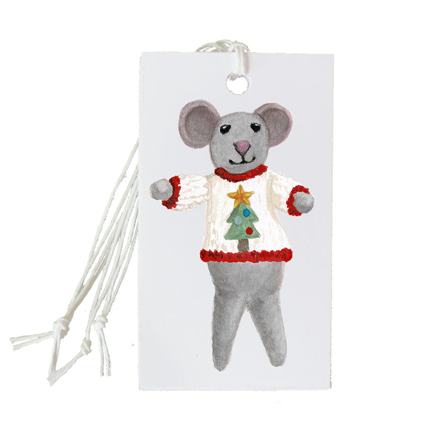 Set of 4 Mice in Sweaters Gift Tags Matching Original Art Wrapping Paper