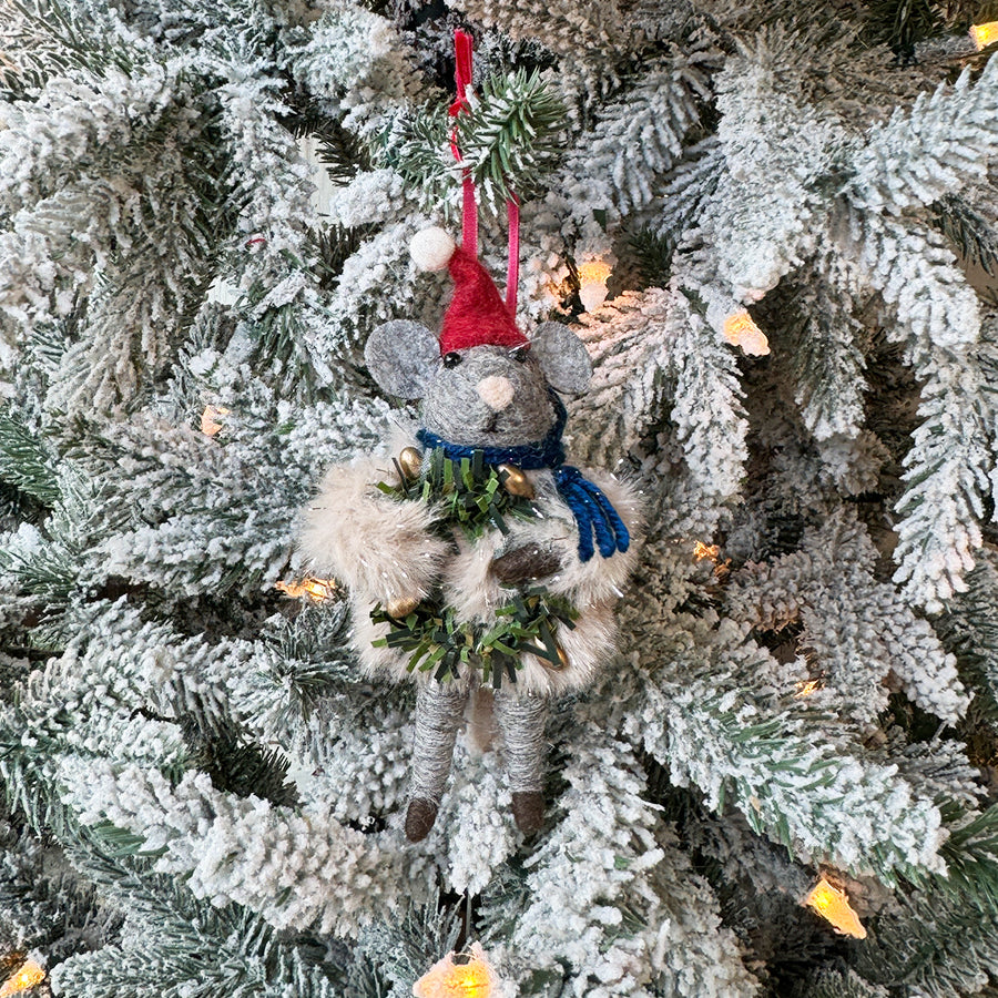 Mouse w/ Faux Fur Coat Ornament