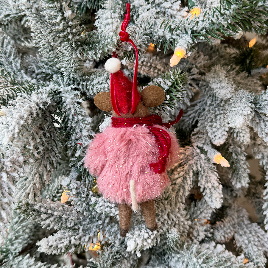 Mouse w/ Faux Fur Coat Ornament