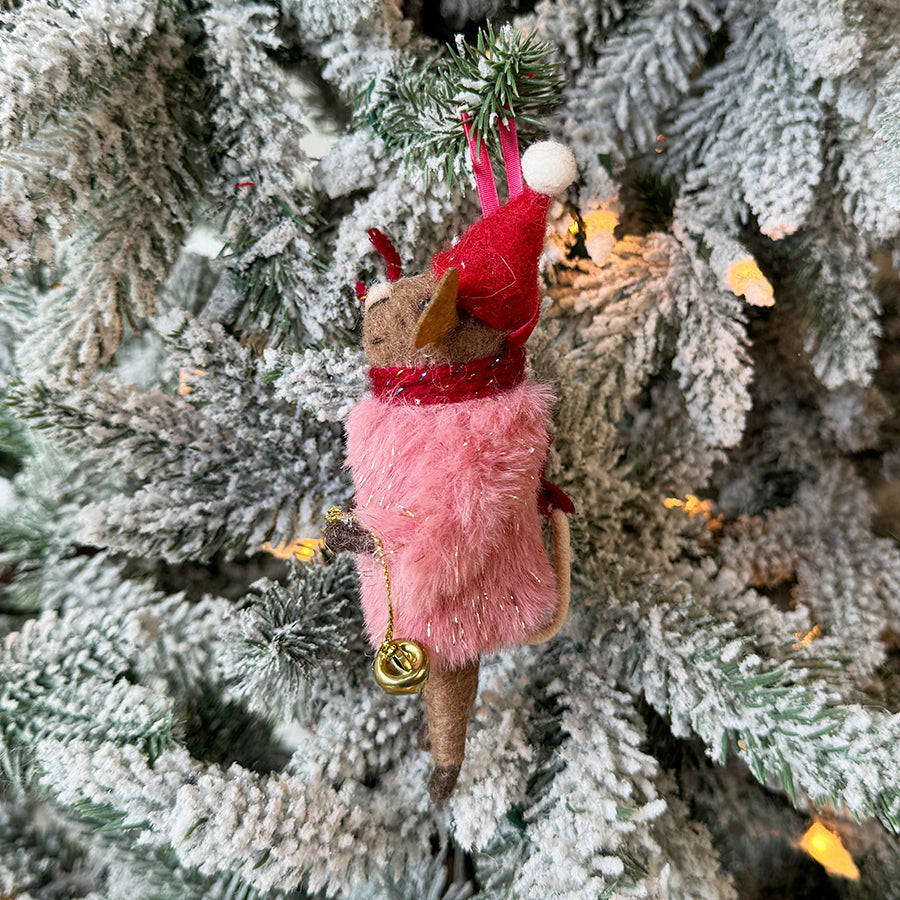 Mouse w/ Faux Fur Coat Ornament