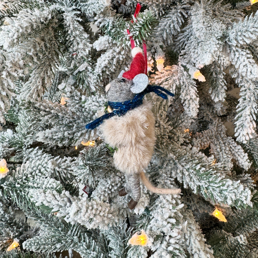 Mouse w/ Faux Fur Coat Ornament