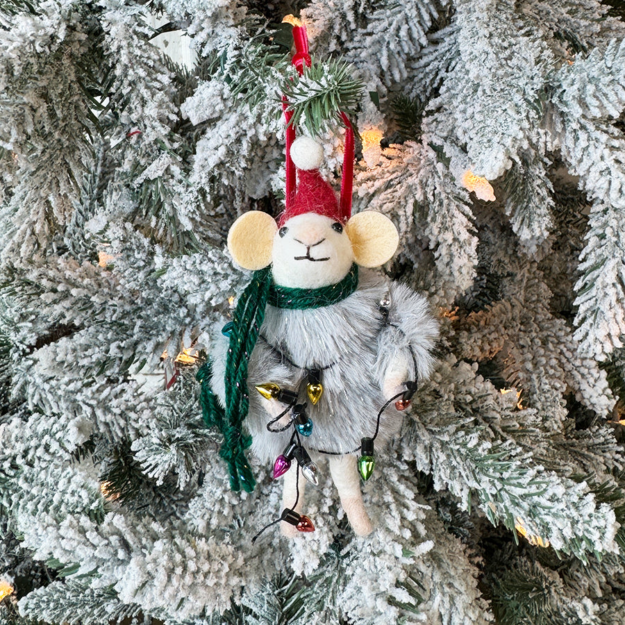 Mouse w/ Faux Fur Coat Ornament