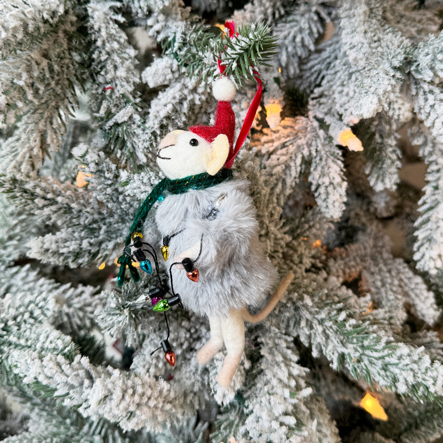 Mouse w/ Faux Fur Coat Ornament