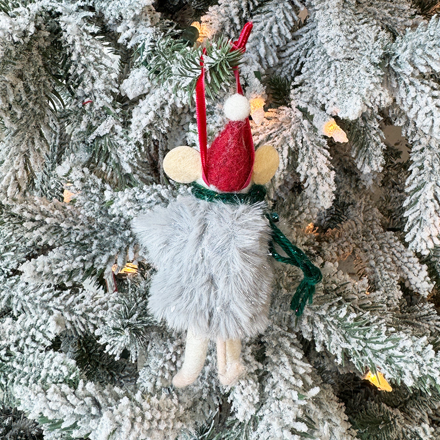 Mouse w/ Faux Fur Coat Ornament