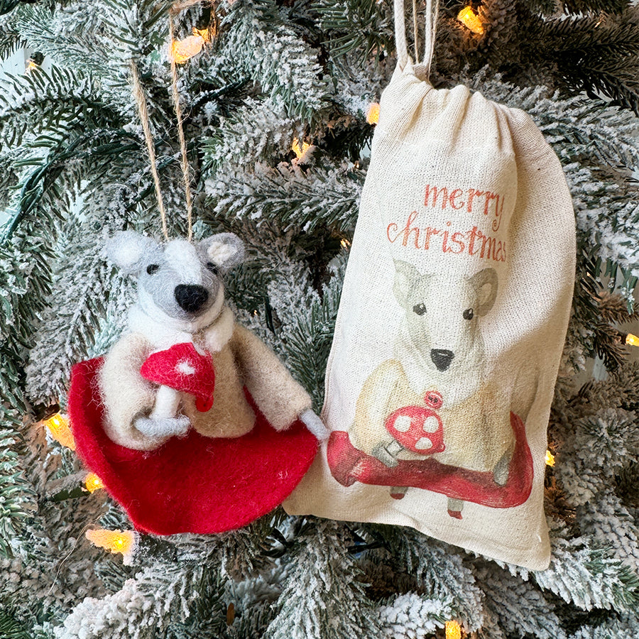 Chipmunk With Mushroom Ornament