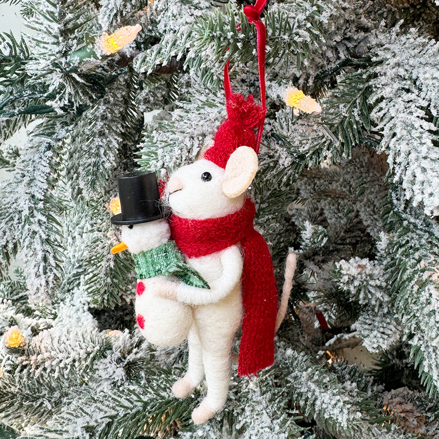 Mouse & Snowman Ornament