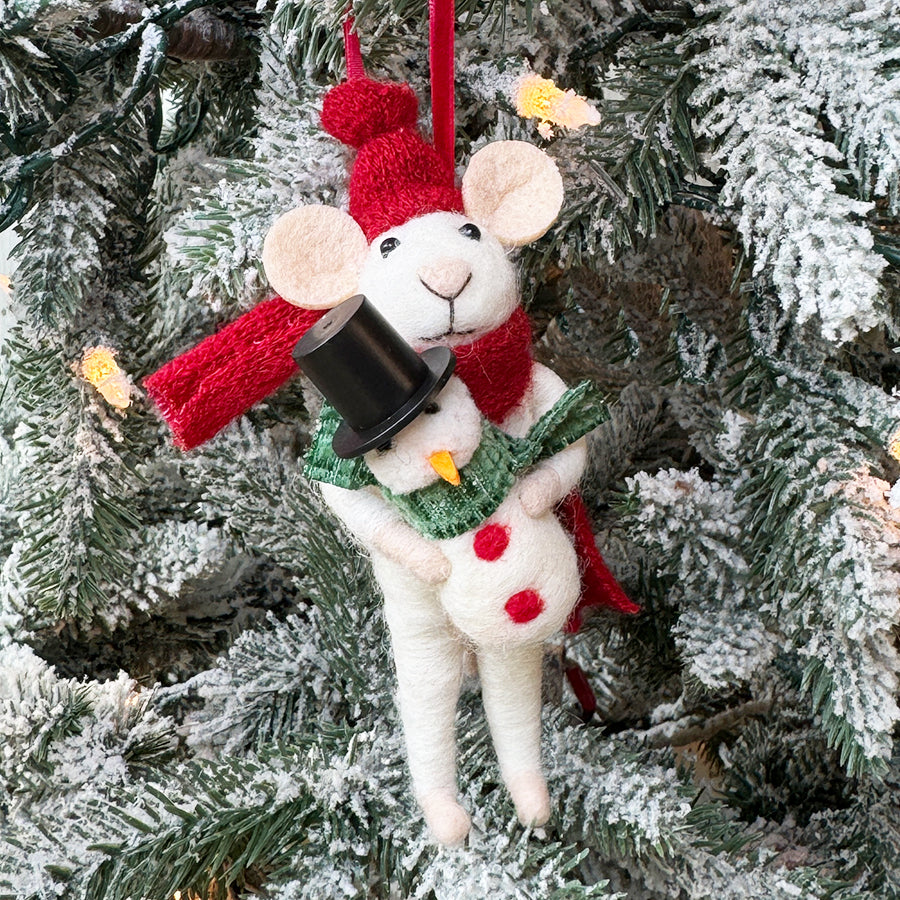 Mouse & Snowman Ornament