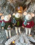 Mouse with sweater and tree Ornament