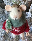 Mouse with sweater and tree Ornament