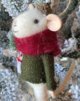 Mouse with sweater and tree Ornament