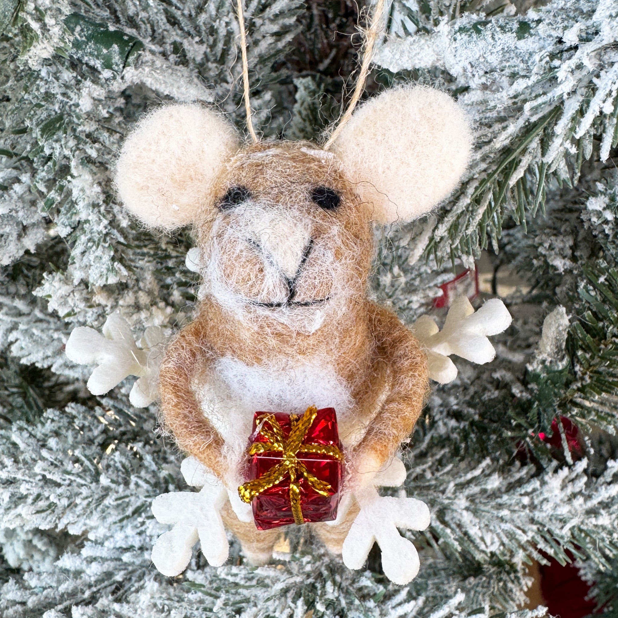 Brown Mouse With Snowflake Ornament