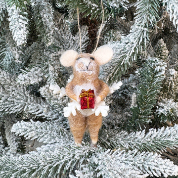 Brown Mouse With Snowflake Ornament