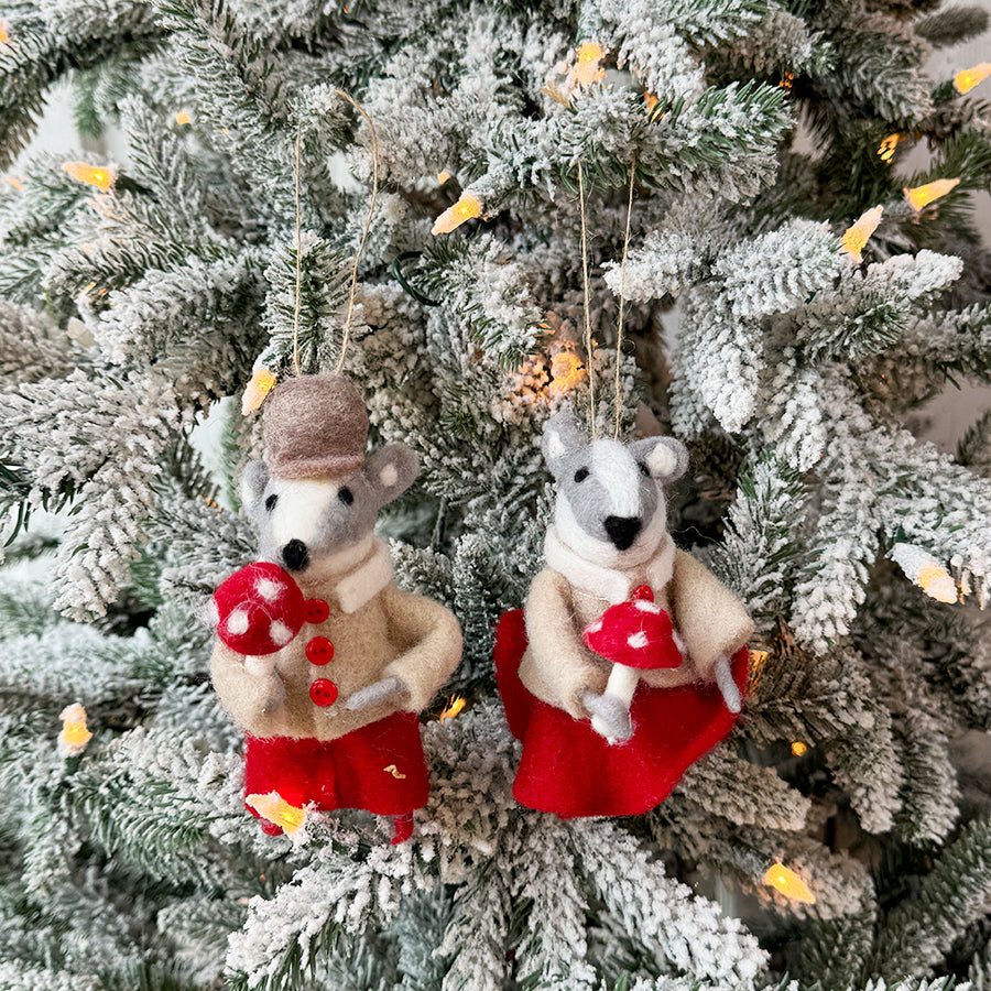 Chipmunk With Mushroom Ornament