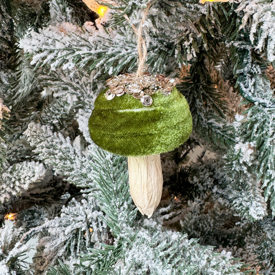 Velvet Glitter Mushroom Ornament