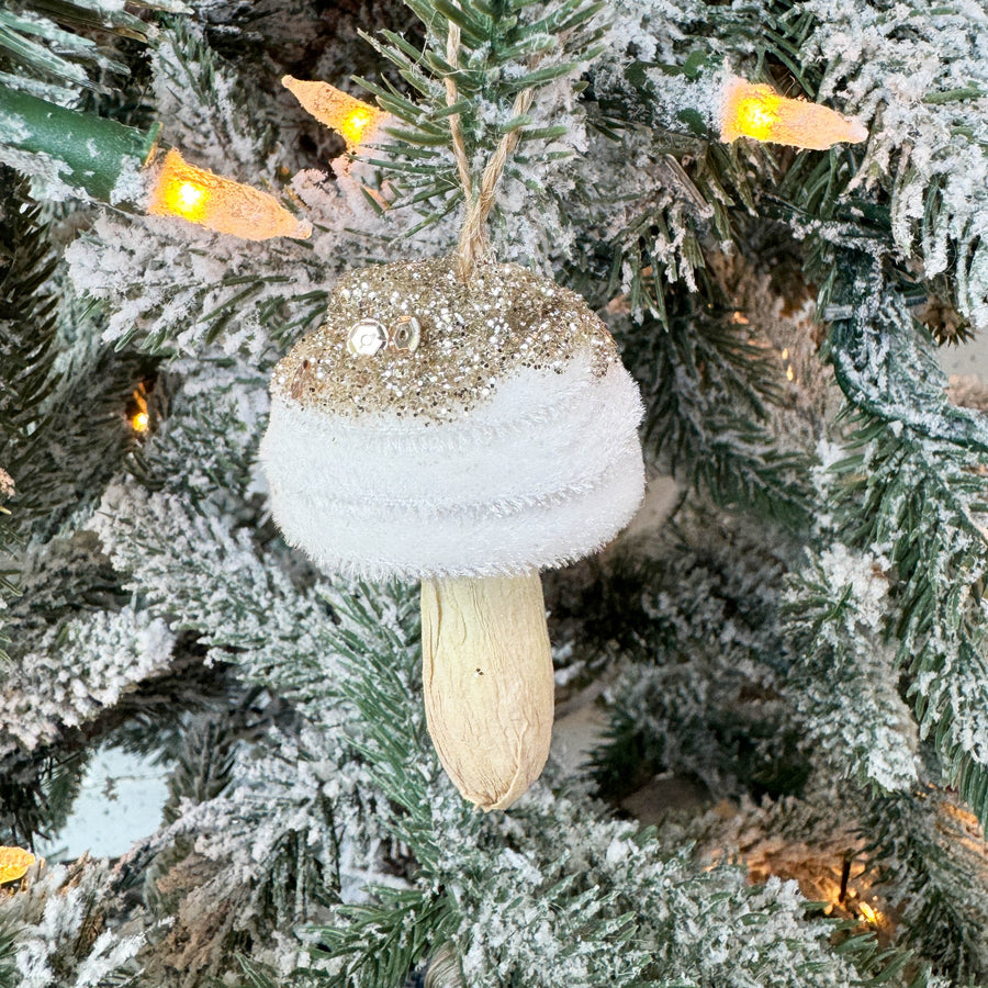 Velvet Glitter Mushroom Ornament