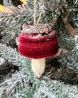 Velvet Glitter Mushroom Ornament