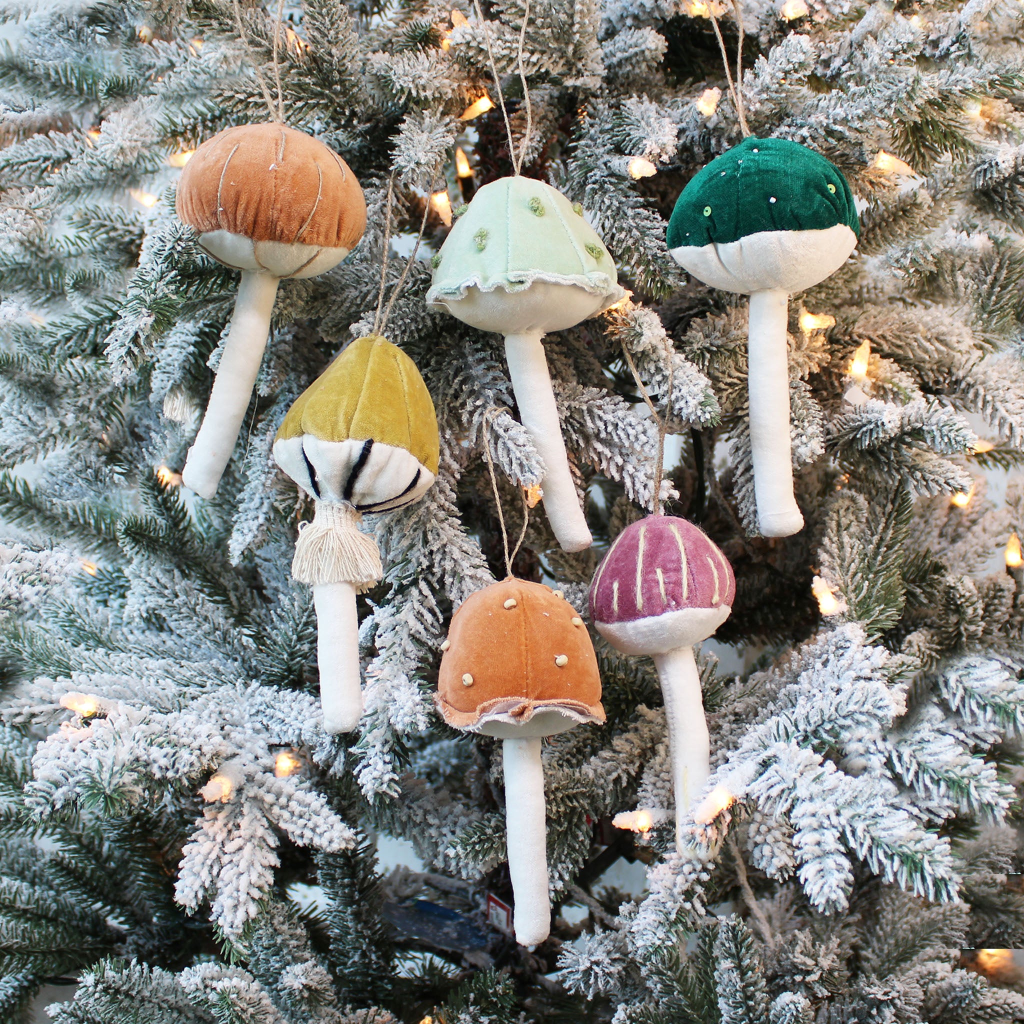 Velvet and Beads Mushroom Ornament