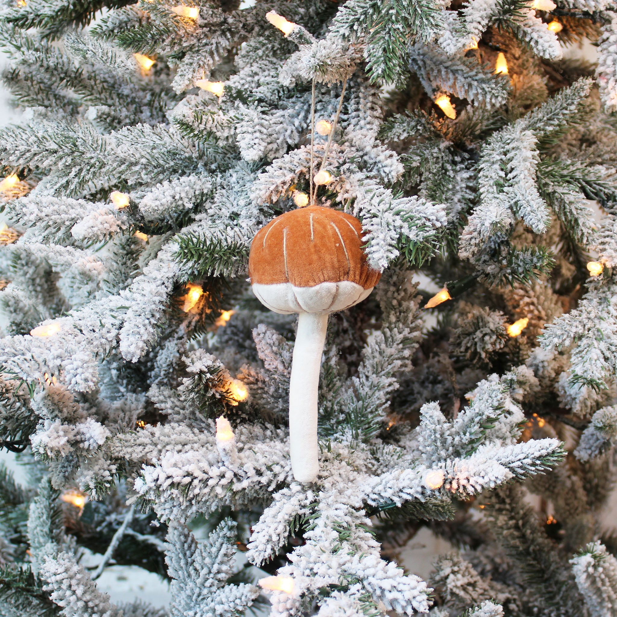 Velvet and Beads Mushroom Ornament