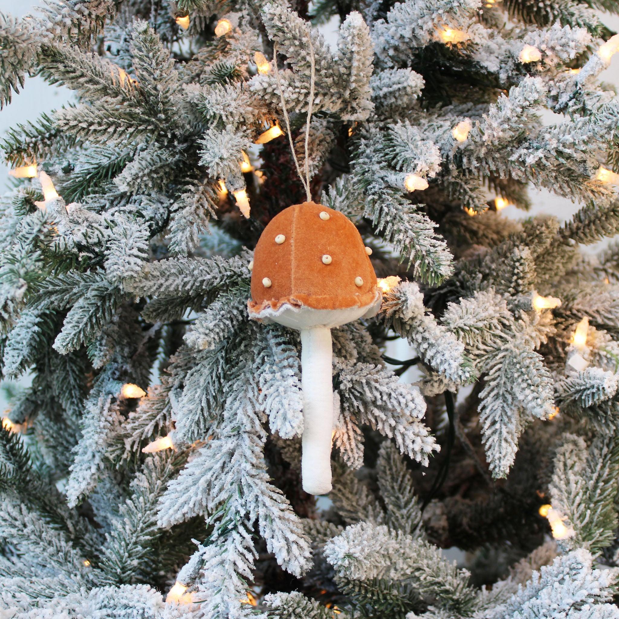 Velvet and Beads Mushroom Ornament