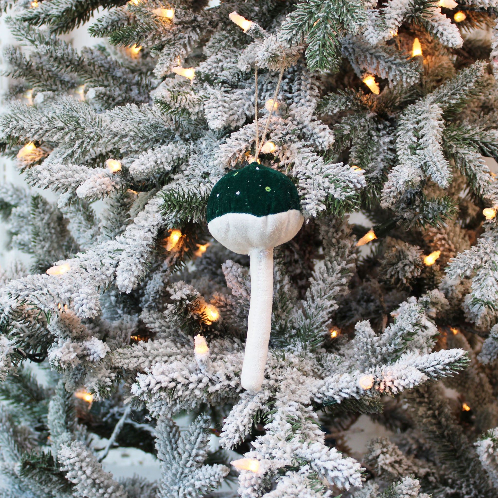 Velvet and Beads Mushroom Ornament