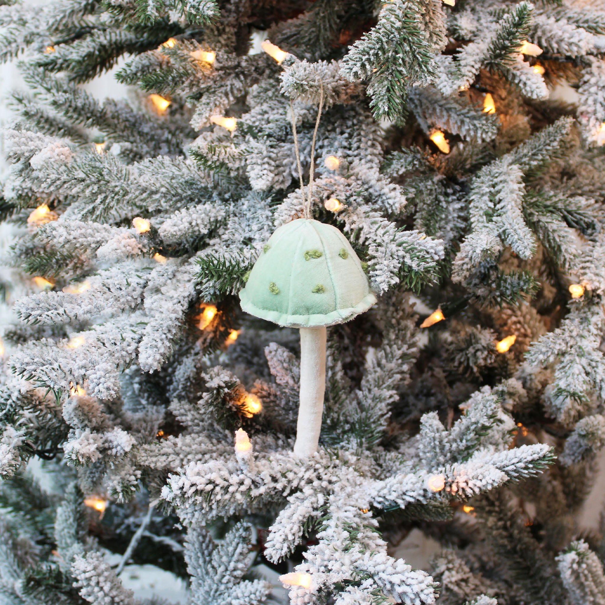 Velvet and Beads Mushroom Ornament