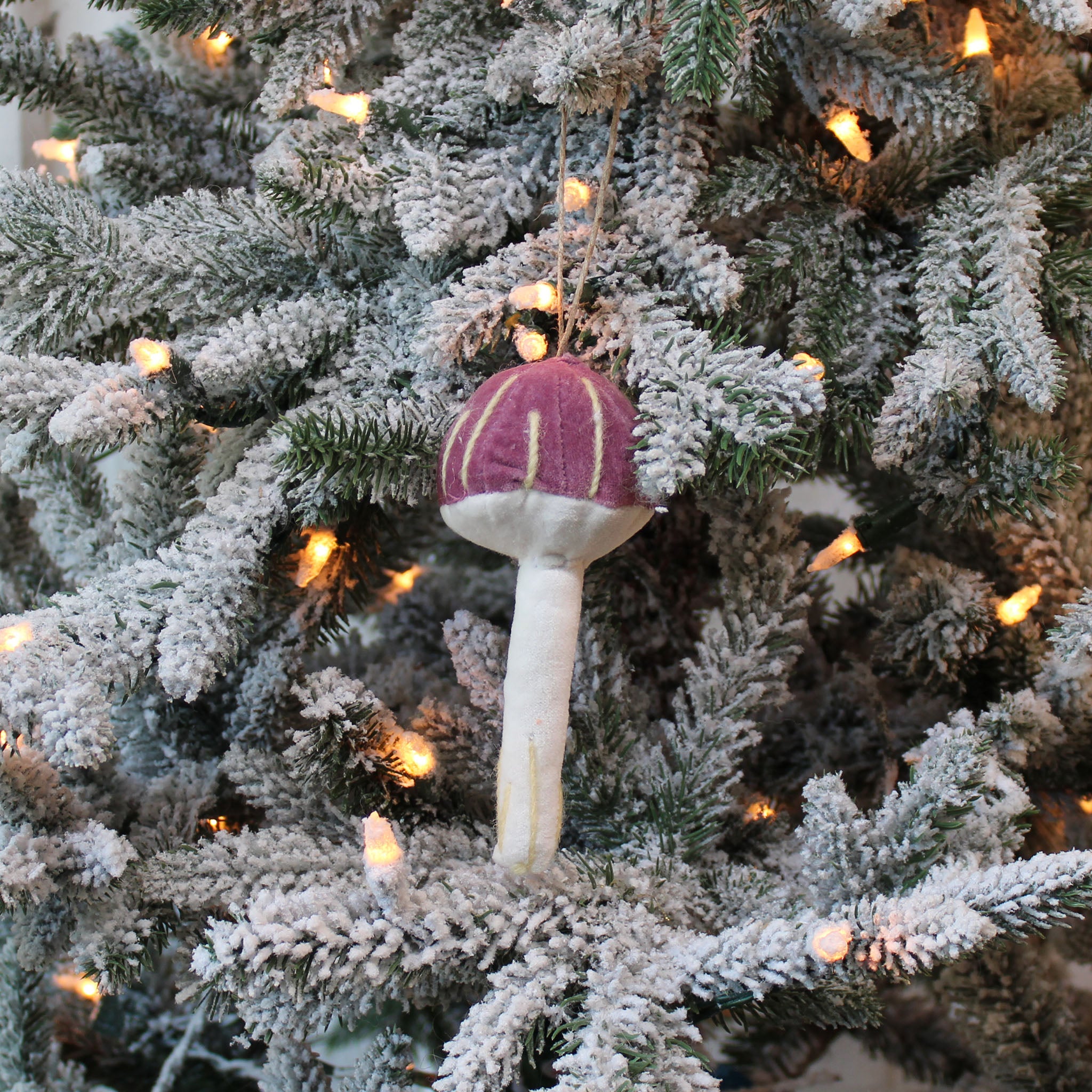 Velvet and Beads Mushroom Ornament