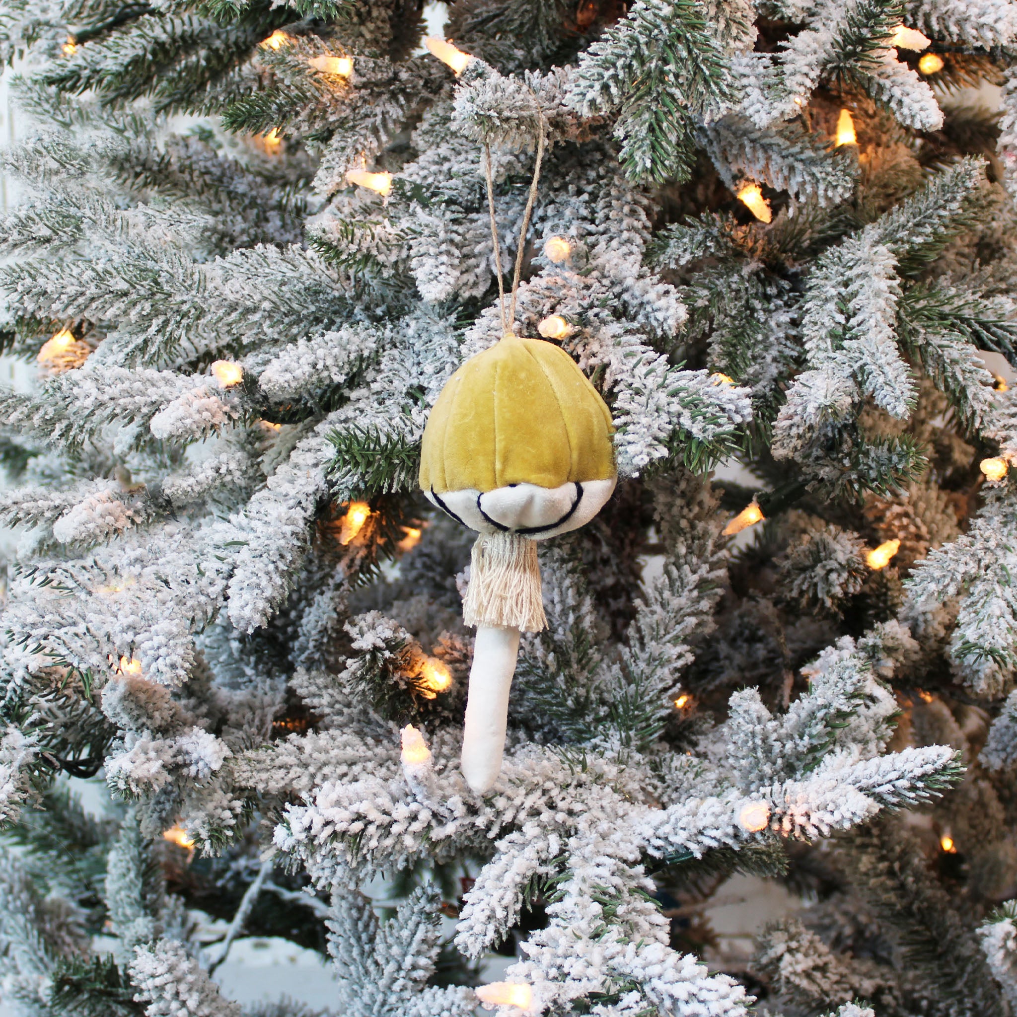 Velvet and Beads Mushroom Ornament