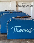 Personalized Navy Cardboard Suitcases