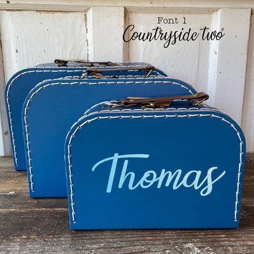 Personalized Navy Cardboard Suitcases