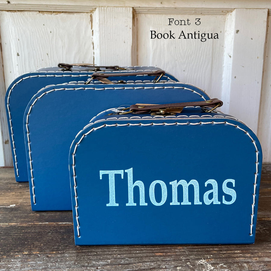 Personalized Navy Cardboard Suitcases