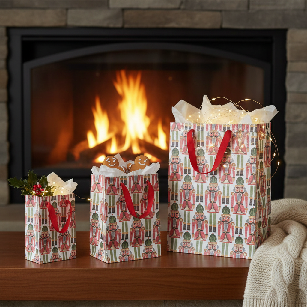 Nutcracker Paper Gift Bag Set