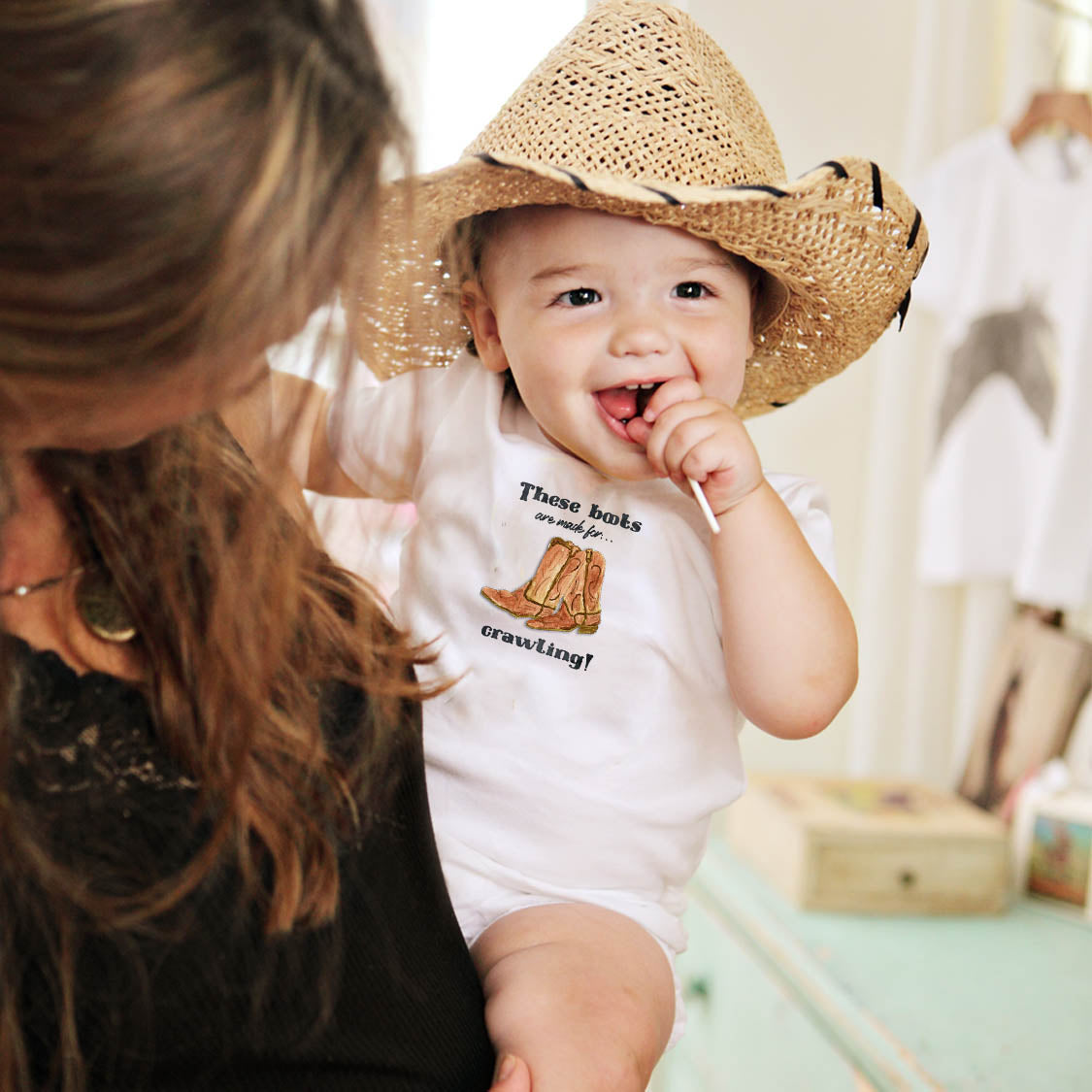 Boots Are Made For Crawling Baby Onesie