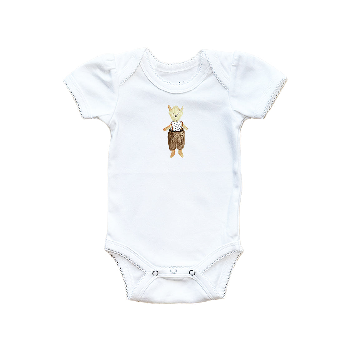 Bear With Suspenders Baby Onesie