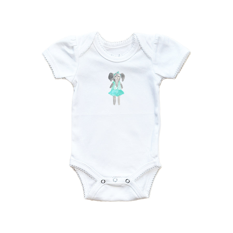 Elephant With Blue Tutu Baby Onesie