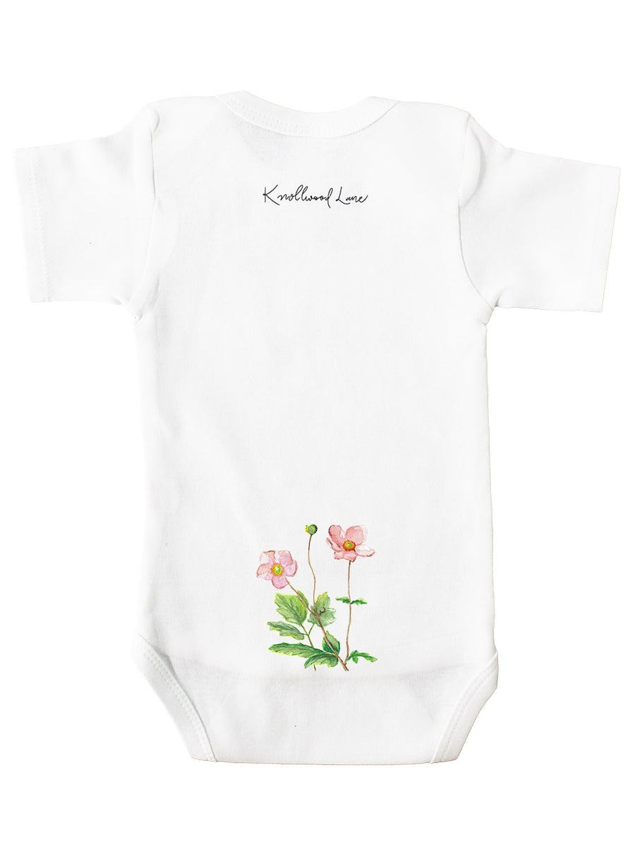 Personalized Name Floral Crest Onesie
