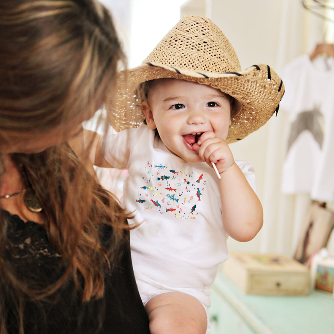 Fishing Lures Collage Baby Onesie