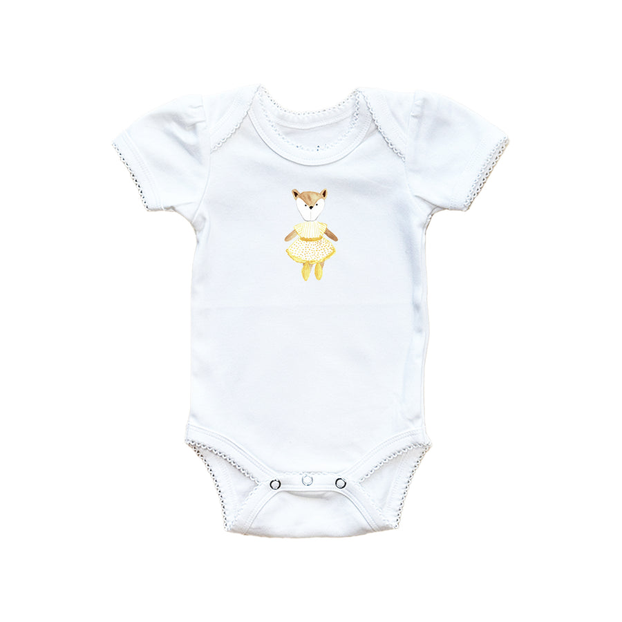 Fox With Gold Tutu Baby Onesie