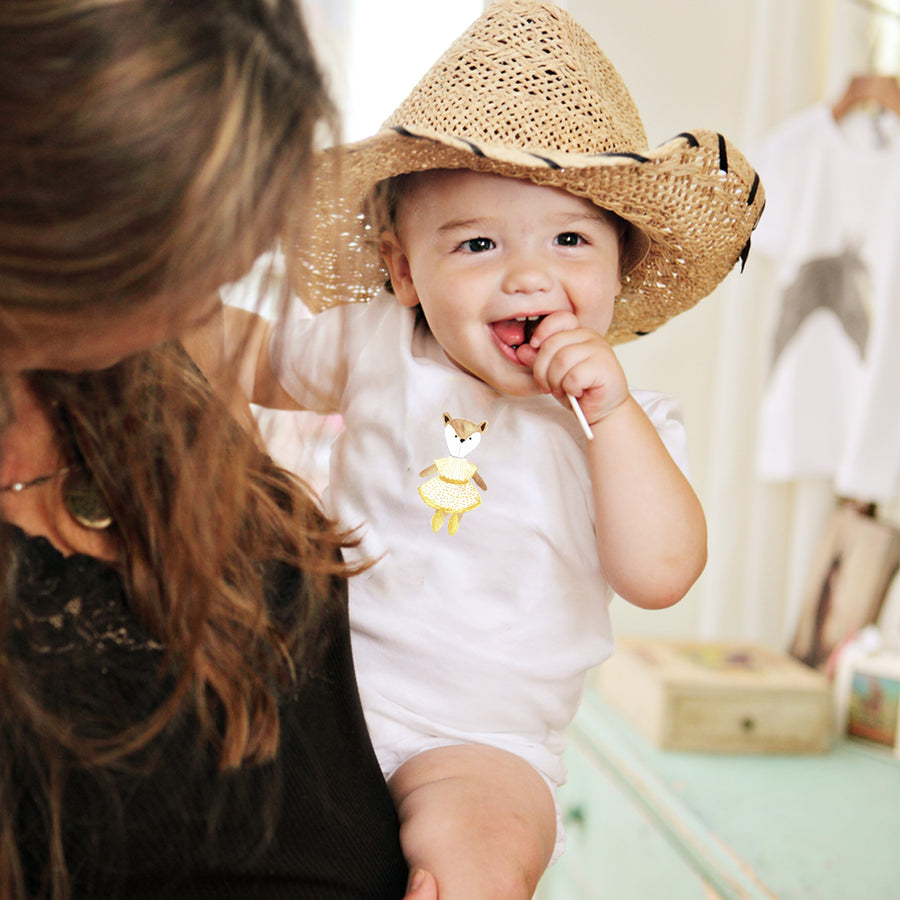 Fox With Gold Tutu Baby Onesie