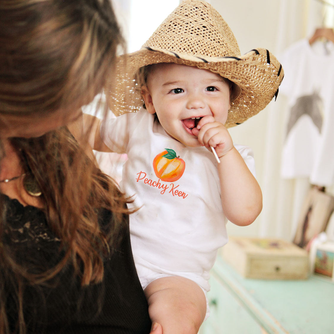 Peachy Keen Baby Onesie