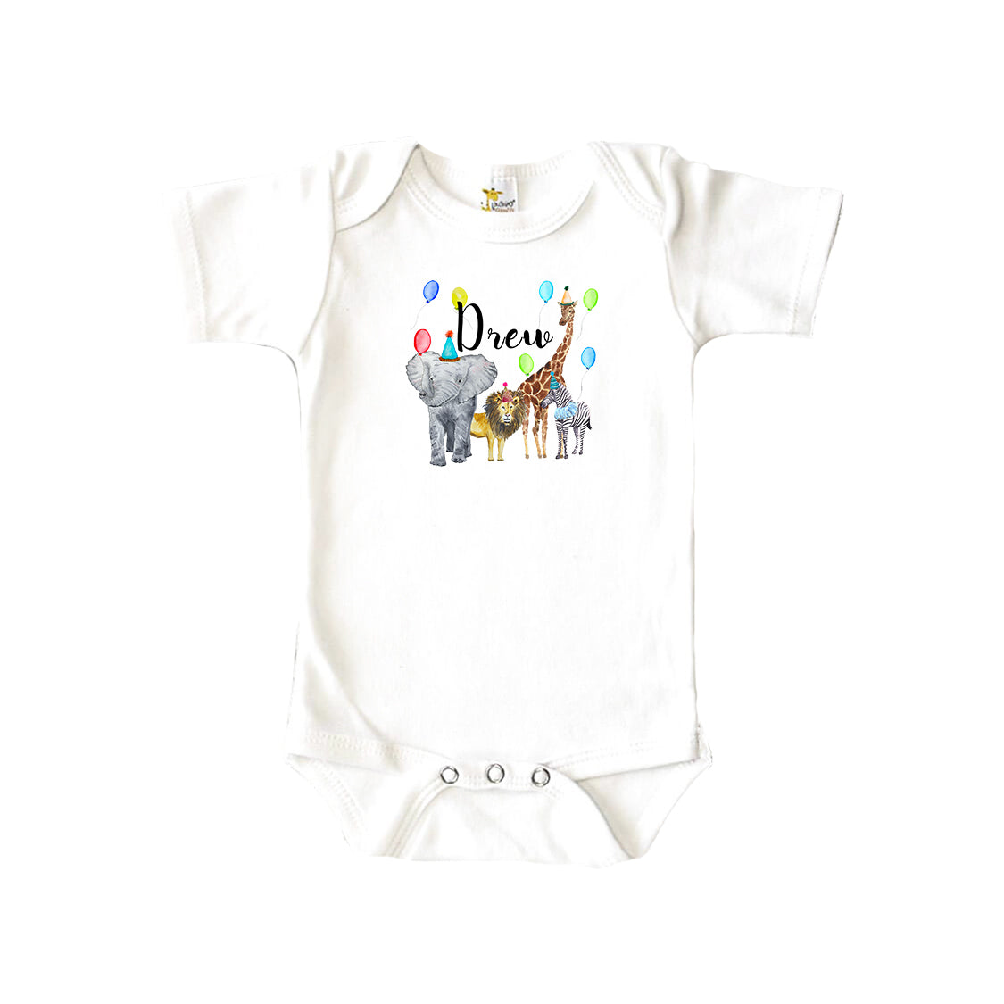 Party Animal Primary Colors Baby Onesie