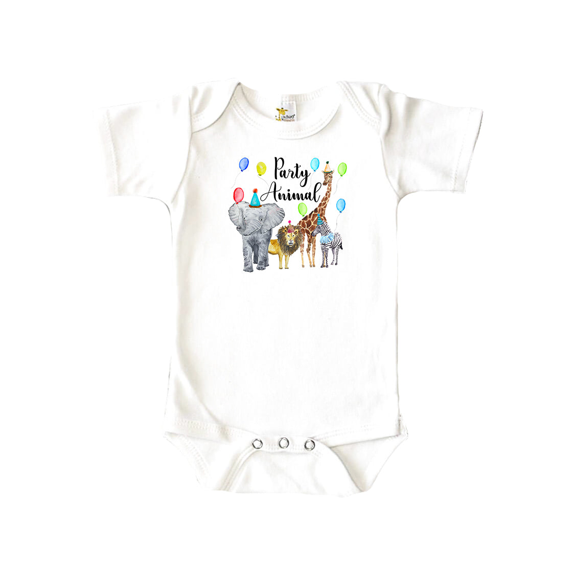 Party Animal Primary Colors Baby Onesie